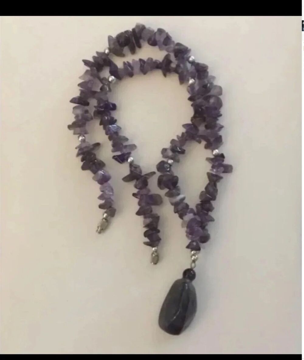 Genuine Amethyst Nugget Artisan Pendant Gemstone Necklace